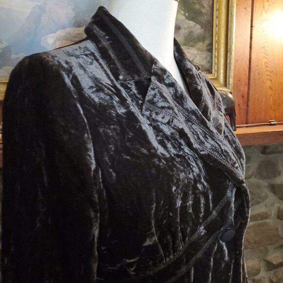 LIZ CLAIBORNE AXCESS Blazer Jacket Coat BROWN VELVET Victorian Bias Cut WOMENS M - Picture 8 of 10